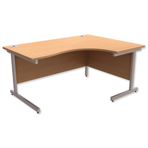 Trexus Contract Radial Desk Right Hand Silver Legs W1600xD1200xH725mm Beech Ident: 432A