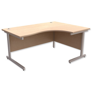Trexus Contract Radial Desk Right Hand Silver Legs W1600xD1200xH725mm Maple Ident: 432A