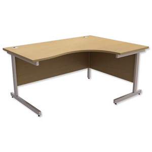 Trexus Contract Radial Desk Right Hand Silver Legs W1600xD1200xH725mm Oak Ident: 432A