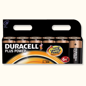 Duracell Plus Power Battery Alkaline 1.5V D Ref 81275354 [Pack 6] Ident: 648A