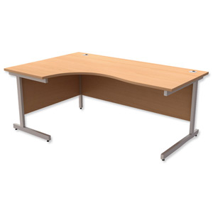 Trexus Contract Radial Desk Left Hand Silver Legs W1800xD1200xH725mm Beech