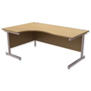 Trexus Contract Radial Desk Left Hand Silver Legs W1800xD1200xH725mm Oak Ident: 432A