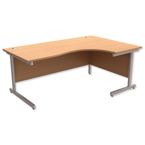 Trexus Contract Radial Desk Right Hand Silver Legs W1800xD1200xH725mm Beech Ident: 432A