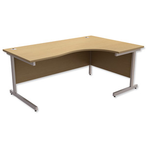 Trexus Contract Radial Desk Right Hand Silver Legs W1800xD1200xH725mm Oak Ident: 432A