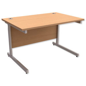 Trexus Contract Desk Rectangular Silver Legs W1200xD800xH725mm Beech Ident: 433A