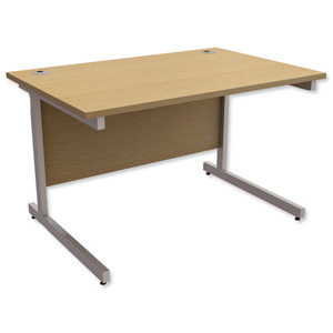 Trexus Contract Desk Rectangular Silver Legs W1200xD800xH725mm Oak Ident: 433A