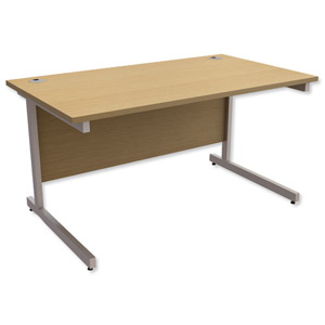 Trexus Contract Desk Rectangular Silver Legs W1400xD800xH725mm Oak Ident: 433A