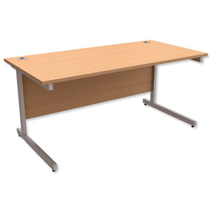 Trexus Contract Desk Rectangular Silver Legs W1600xD800xH725mm Beech