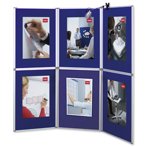 Nobo Pro-Panel Display and Bag 6 Panels Blue Fabric and Dry White Sides 12kg W2250xH2020mm Ref 1901169 Ident: 286A