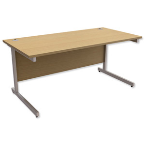 Trexus Contract Desk Rectangular Silver Legs W1600xD800xH725mm Oak