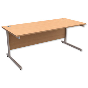 Trexus Contract Desk Rectangular Silver Legs W1800xD800xH725mm Beech Ident: 433A