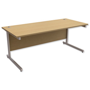 Trexus Contract Desk Rectangular Silver Legs W1800xD800xH725mm Oak Ident: 433A