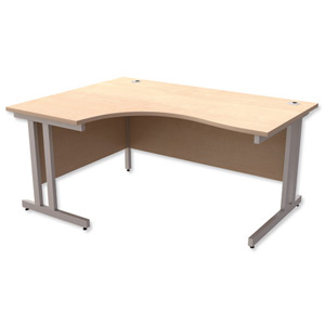 Trexus Contract Plus Cantilever Radial Desk Left Hand Silver Legs W1600xD1200xH725mm Maple Ident: 430A