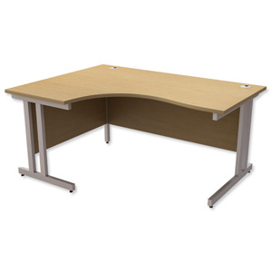 Trexus Contract Plus Cantilever Radial Desk Left Hand Silver Legs W1600xD1200xH725mm Oak