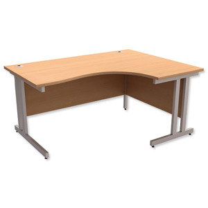 Trexus Contract Plus Cantilever Radial Desk Right Hand Silver Legs W1600xD1200xH725mm Beech Ident: 430A