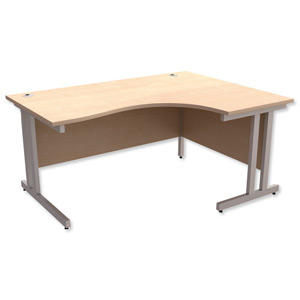 Trexus Contract Plus Cantilever Radial Desk Right Hand Silver Legs W1600xD1200xH725mm Maple Ident: 430A