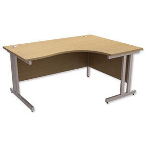 Trexus Contract Plus Cantilever Radial Desk Right Hand Silver Legs W1600xD1200xH725mm Oak Ident: 430A