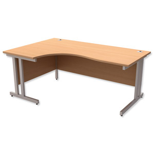 Trexus Contract Plus Cantilever Radial Desk Left Hand Silver Legs W1800xD1200xH725mm Beech Ident: 430A