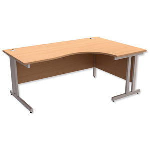 Trexus Contract Plus Cantilever Radial Desk Right Hand Silver Legs W1800xD1200xH725mm Beech Ident: 430A
