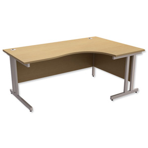 Trexus Contract Plus Cantilever Radial Desk Right Hand Silver Legs W1800xD1200xH725mm Oak