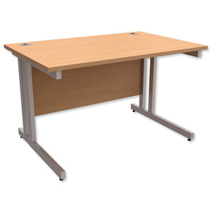 Trexus Contract Plus Cantilever Desk Rectangular Silver Legs W1200xD800xH725mm Beech Ident: 431A