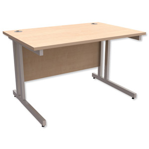 Trexus Contract Plus Cantilever Desk Rectangular Silver Legs W1200xD800xH725mm Maple