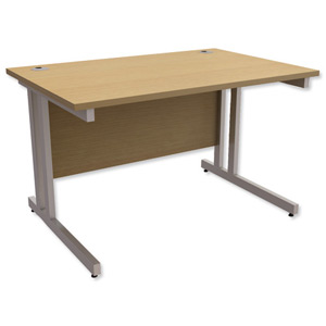 Trexus Contract Plus Cantilever Desk Rectangular Silver Legs W1200xD800xH725mm Oak Ident: 431A