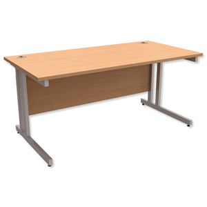 Trexus Contract Plus Cantilever Desk Rectangular Silver Legs W1600xD800xH725mm Beech Ident: 431A