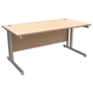 Trexus Contract Plus Cantilever Desk Rectangular Silver Legs W1600xD800xH725mm Maple