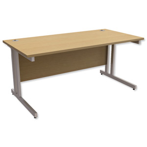 Trexus Contract Plus Cantilever Desk Rectangular Silver Legs W1600xD800xH725mm Oak Ident: 431A
