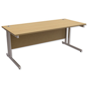 Trexus Contract Plus Cantilever Desk Rectangular Silver Legs W1800xD800xH725mm Oak Ident: 431A