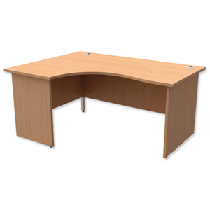 Trexus Classic Radial Desk Panelled Left Hand W1600xD1200xH725mm Beech