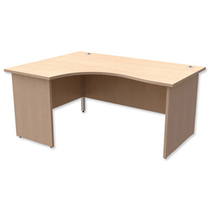 Trexus Classic Radial Desk Panelled Left Hand W1600xD1200xH725mm Maple Ident: 435A
