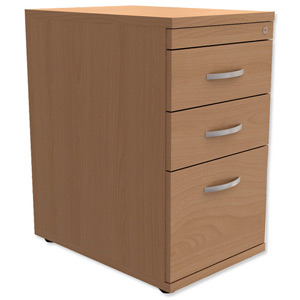 Trexus Filing Pedestal Desk-High 3-Drawer W400xD600xH725mm Beech Ident: 436E