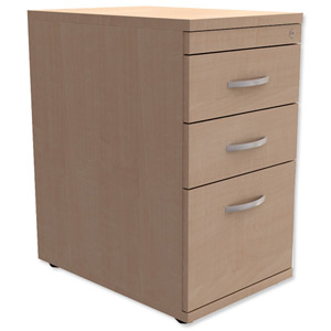 Trexus Filing Pedestal Desk-High 3-Drawer W400xD600xH725mm Maple Ident: 436E