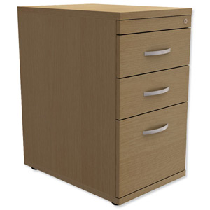 Trexus Filing Pedestal Desk-High 3-Drawer W400xD600xH725mm Oak Ident: 436E