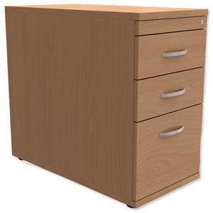 Trexus Mobile Filing Pedestal Desk-High 3-Drawer W400xD800xH725mm Beech Ident: 436E