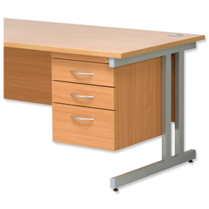 Trexus Fixed Pedestal for Cantilever Desk 3-Drawer W400xD525xH470mm Beech Ident: 436C