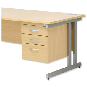 Trexus Fixed Pedestal for Cantilever Desk 3-Drawer W400xD525xH470mm Maple Ident: 436C