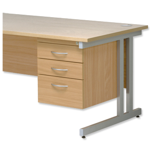 Trexus Fixed Pedestal for Cantilever Desk 3-Drawer W400xD525xH470mm Oak