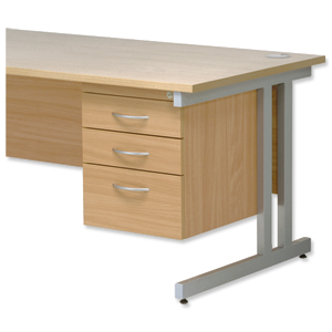 Trexus Fixed Pedestal for Cantilever Desk 3-Drawer W400xD525xH470mm Oak Ident: 436C