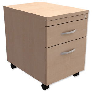 Trexus Mobile Filing Pedestal 2-Drawer W400xD600xH602mm Maple