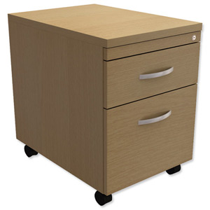 Trexus Mobile Filing Pedestal 2-Drawer W400xD600xH602mm Oak Ident: 436A