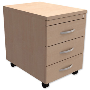 Trexus Mobile 3-Drawer Pedestal W400xD600xH602mm Maple