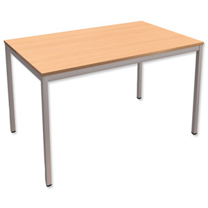 Trexus Rectangular Table with Silver Legs 18mm Top W1200xD750xH725mm Beech Ident: 448A