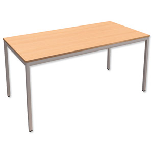 Trexus Rectangular Table with Silver Legs 18mm Top W1500xD750xH725mm Beech Ident: 448A