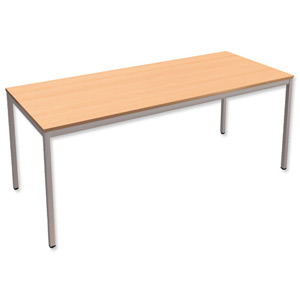 Trexus Rectangular Table with Silver Legs 18mm Top W1800xD750xH725mm Beech Ident: 448A
