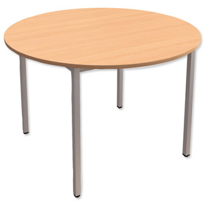 Trexus Circular Table with Silver Legs 18mm Top Dia1100xH725mm Beech