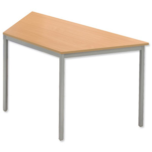 Trexus Trapezoidal Table with Silver Legs 18mm Top W1500xD650xH725mm Beech Ident: 448A