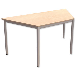 Trexus Trapezoidal Table with Silver Legs 18mm Top W1500xD650xH725mm Maple Ident: 448A